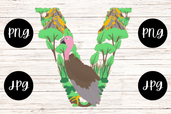 Animal Floral Alphabet V Letter: A Nature-Inspired Design Asset