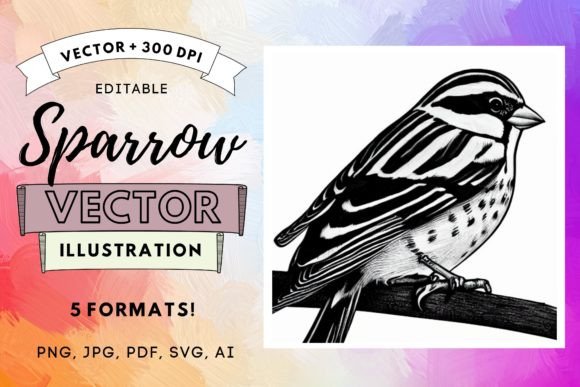 Animal Vector Illustration of a Sparrow: A Versatile Design Asset