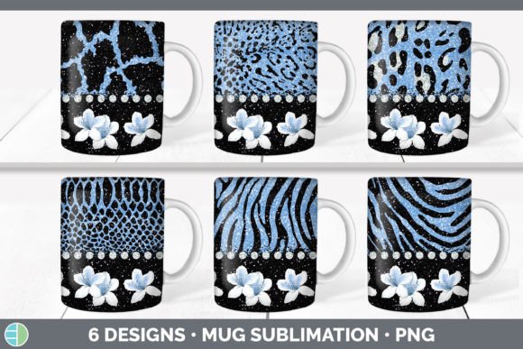 Blue Animal Print Mug Sublimation: The Flow Design Bundle