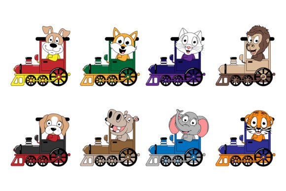 Charming Rides: The Cute Animal Cartoon Ride Train Graphic