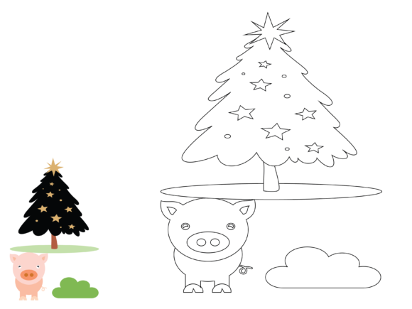 Festive Fun: Using Animal Pig Christmas Coloring for Kids in Your Designs