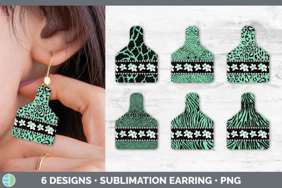 Green Animal Print Cow Tag Earring: A Bold Sublimation Design