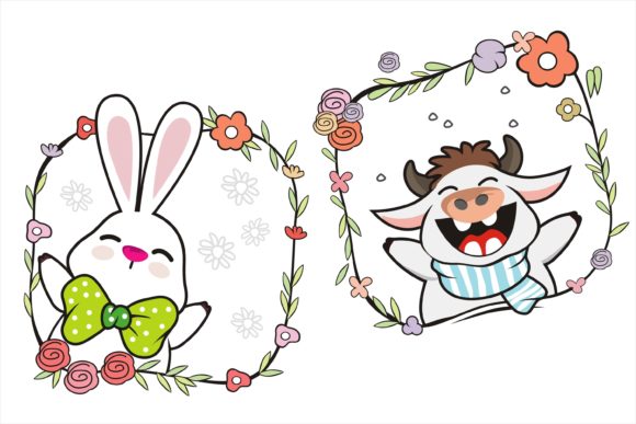 Happy Animal with Beauty Wreath Flower: A Typeface with Whimsical Charm