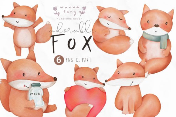 Little Fox Adorable Animal Watercolor: Charming Design Assets