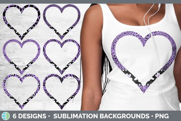 Purple Animal Print Heart Frame Clipart: A Bold Sublimation Bundle
