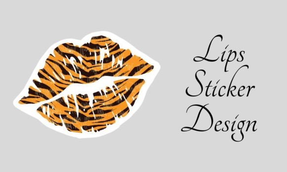 Unleash Your Brand's Wild Side: The Tiger Animal Print Lips Sticker Design